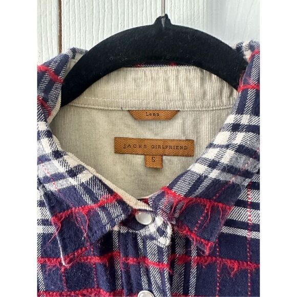Jachs Girlfriend Lena Plaid Flannel Distressed Button Down Shirt - Picture 5 of 8